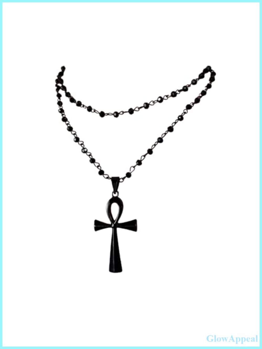 Stainless Steel Ankh Cross Pendant Necklace Gothic Layered Choker
